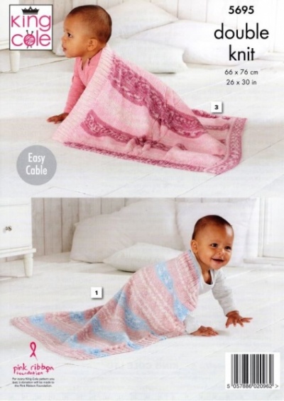 Knitting Pattern - King Cole 5695 - Fjord DK - Baby Blankets